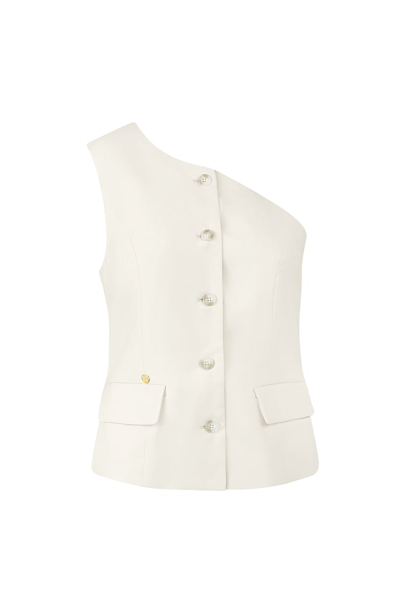 Off shoulder gilet - crème 