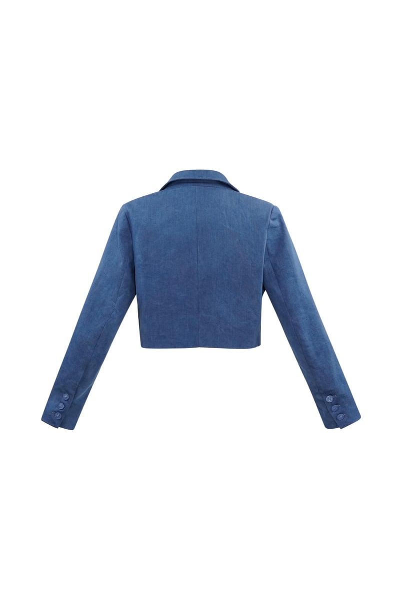 Spijker gekropte blazer - blauw