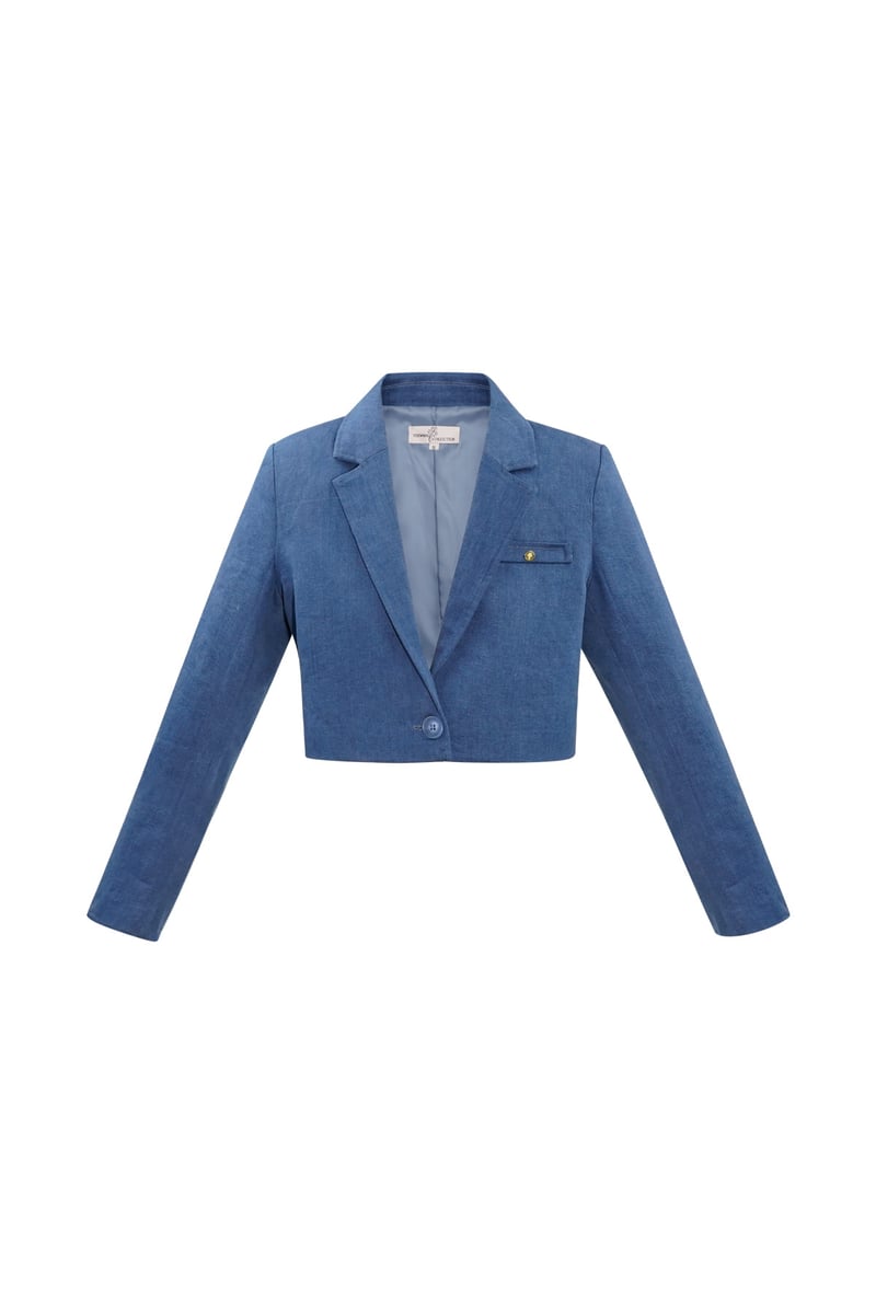 Spijker gekropte blazer - blauw