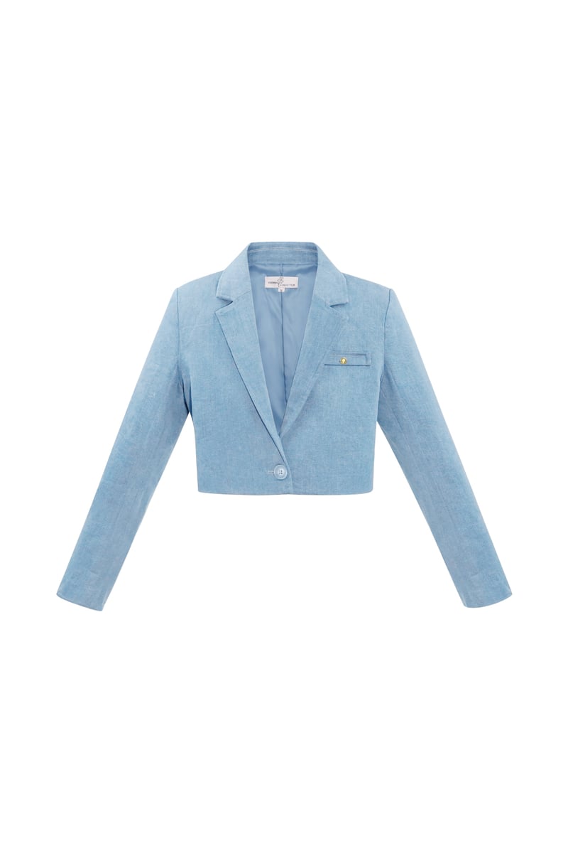 Spijker gekropte blazer - blauw