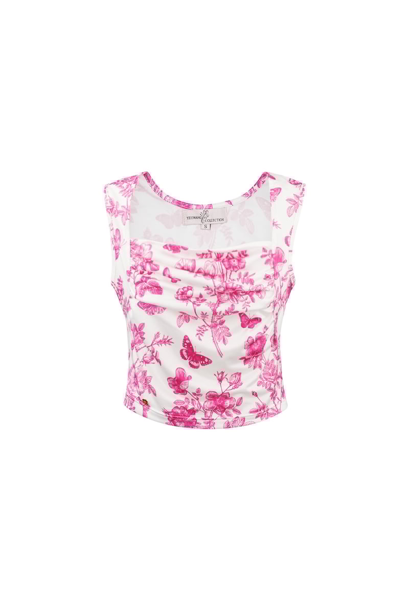 Bloem vlinder top - blauw 