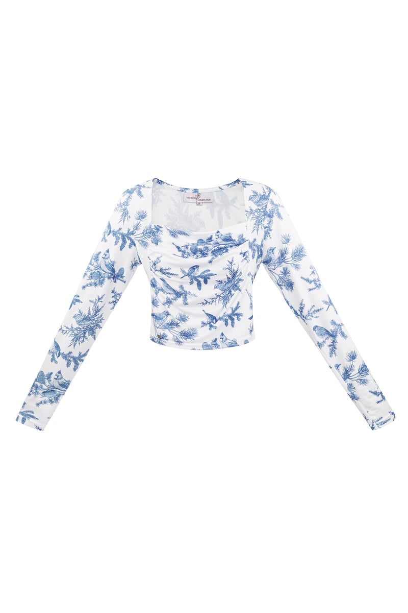 Long sleeve bloem top - blauw 