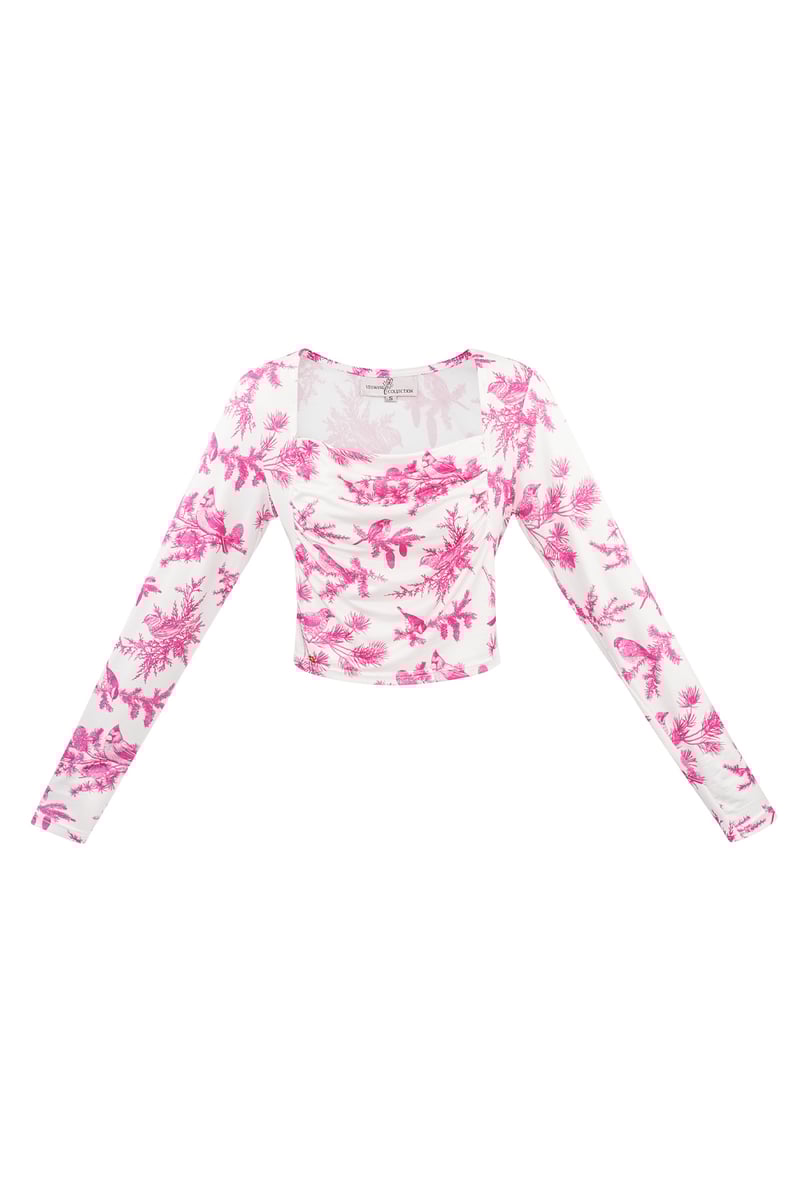 Long sleeve bloem top - blauw 