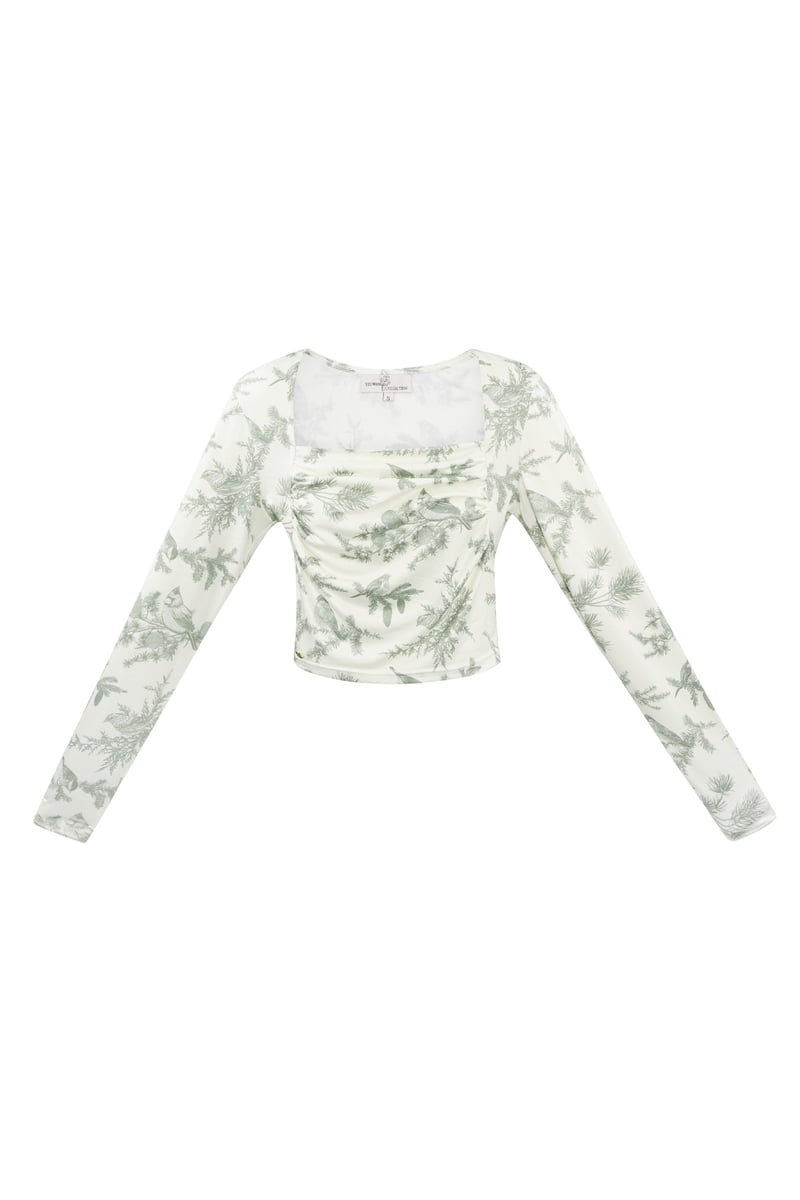 Long sleeve bloem top - blauw 