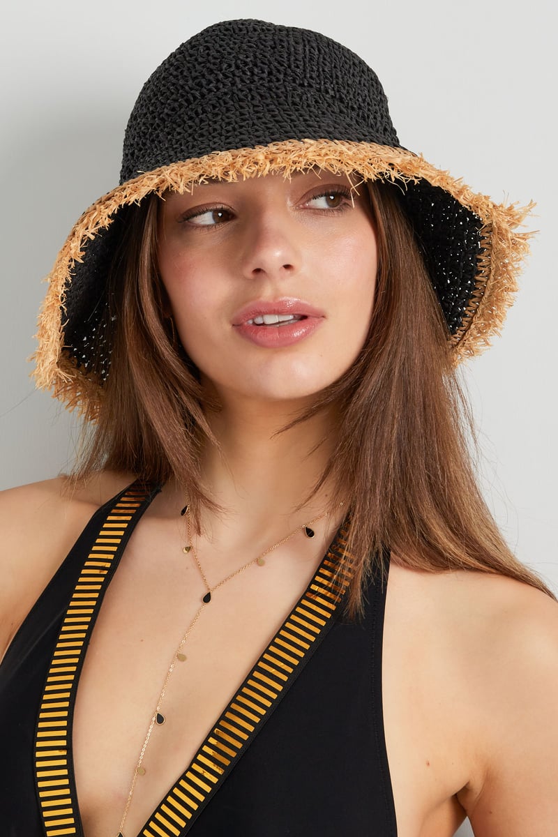 Hoed met gekleurde rand - beige 