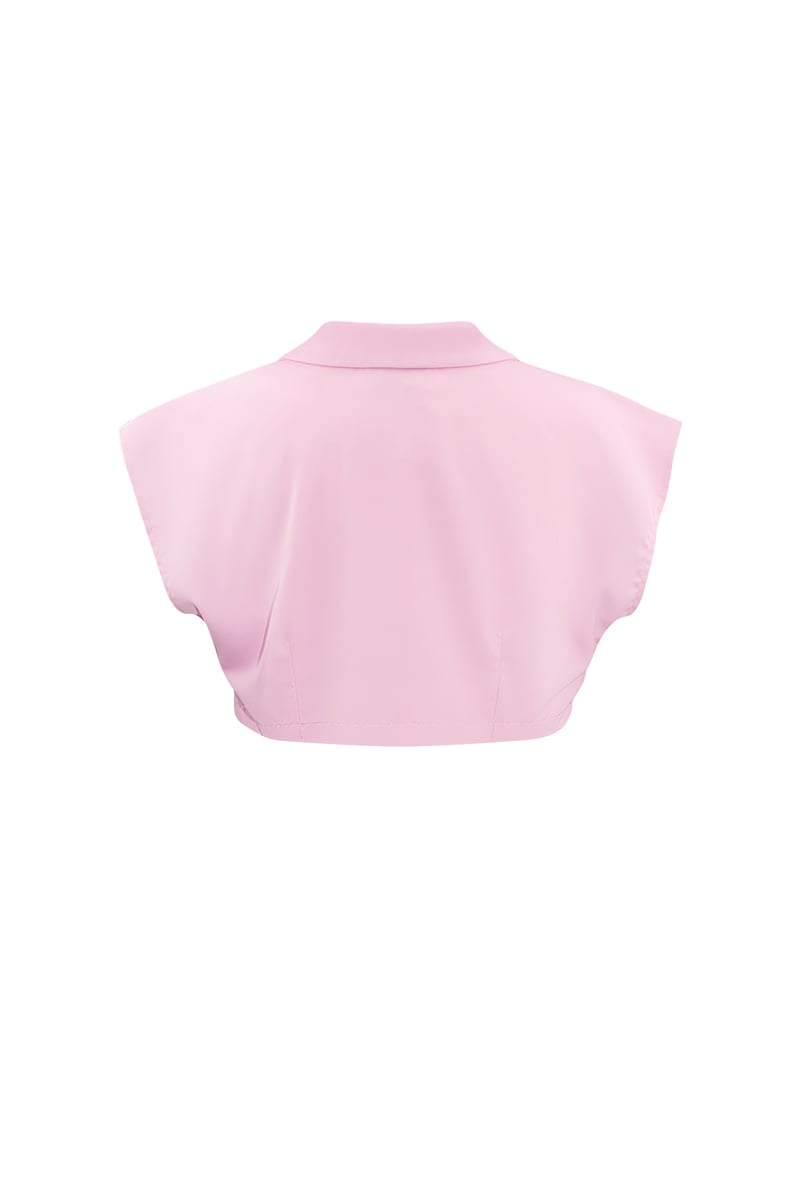 Cropped top met knoop - roze