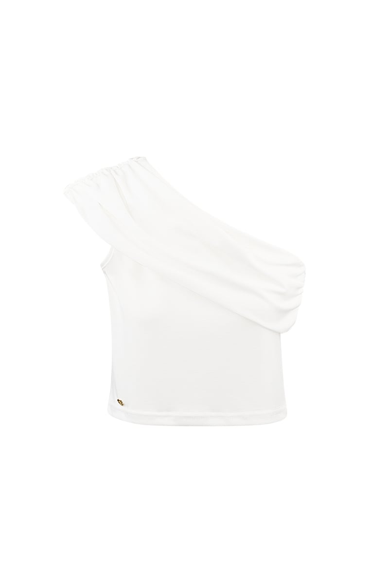 One shoulder classic top - wit