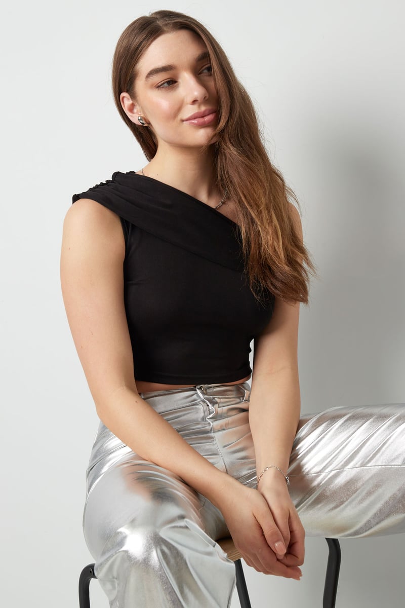 One shoulder classic top - wit