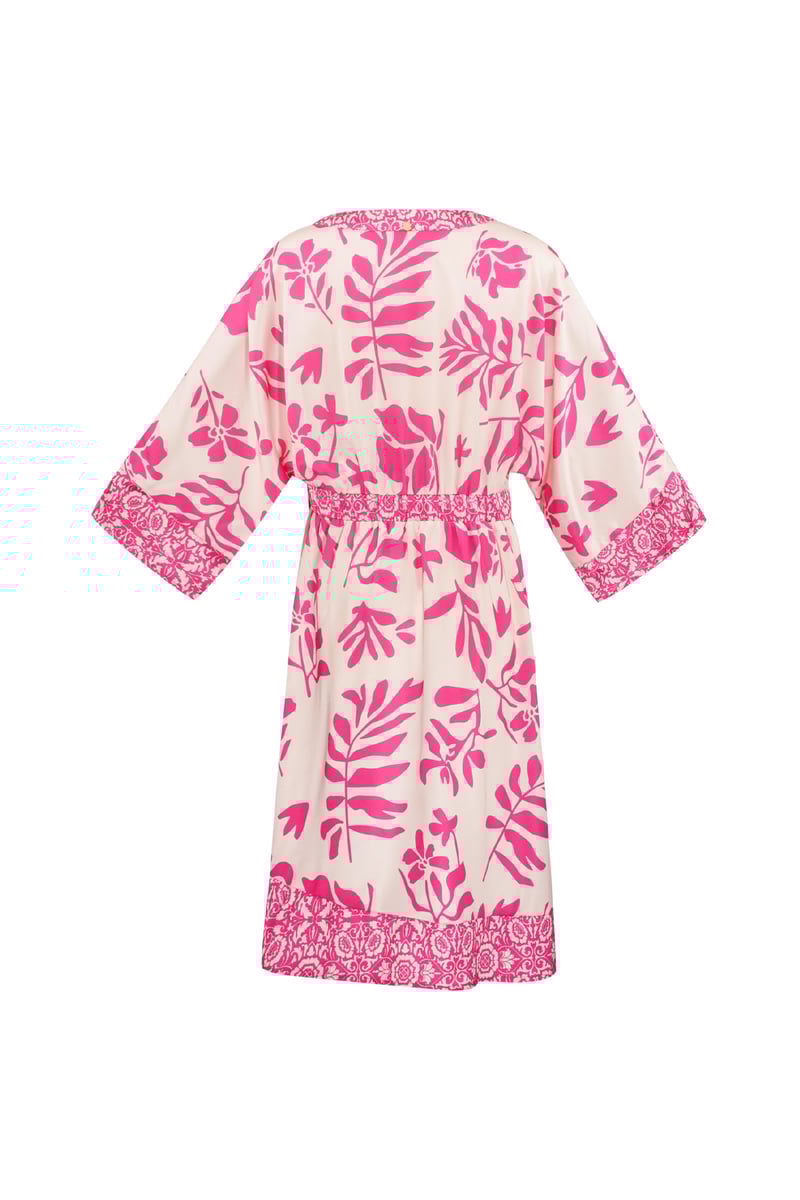 Midi-jurk met fleurige print - fuchsia