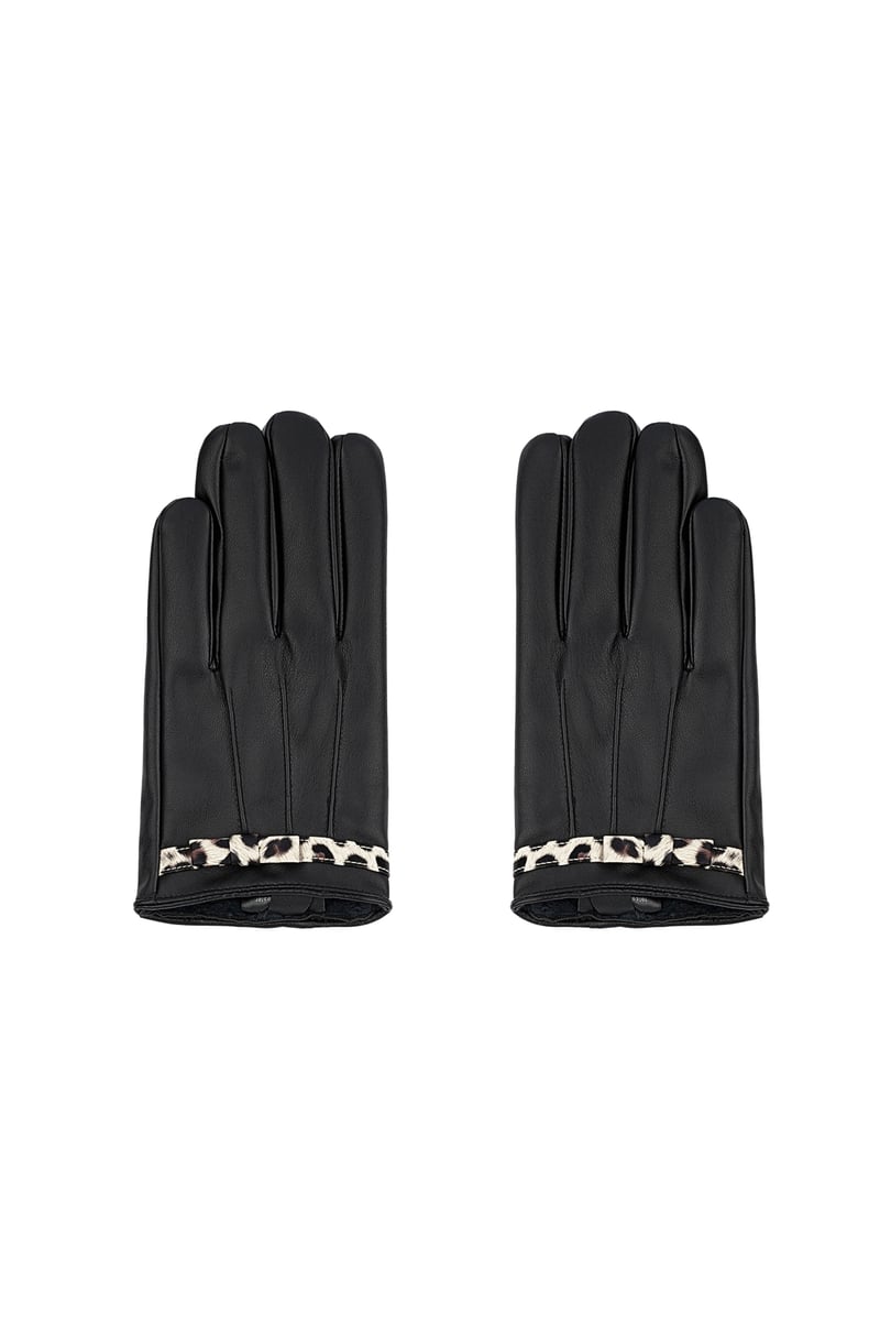 Handschoenen cosy leopard - zwart