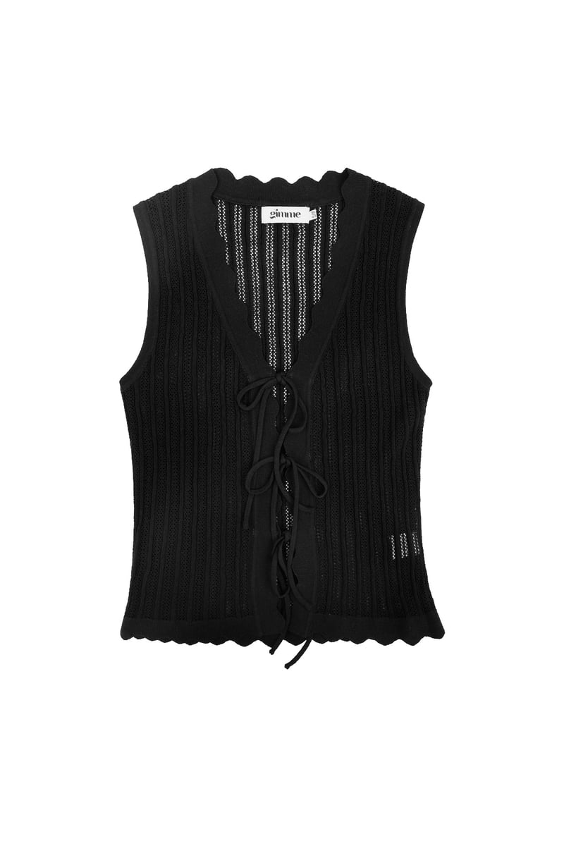 Gehaakte top met strikjes - zwart
