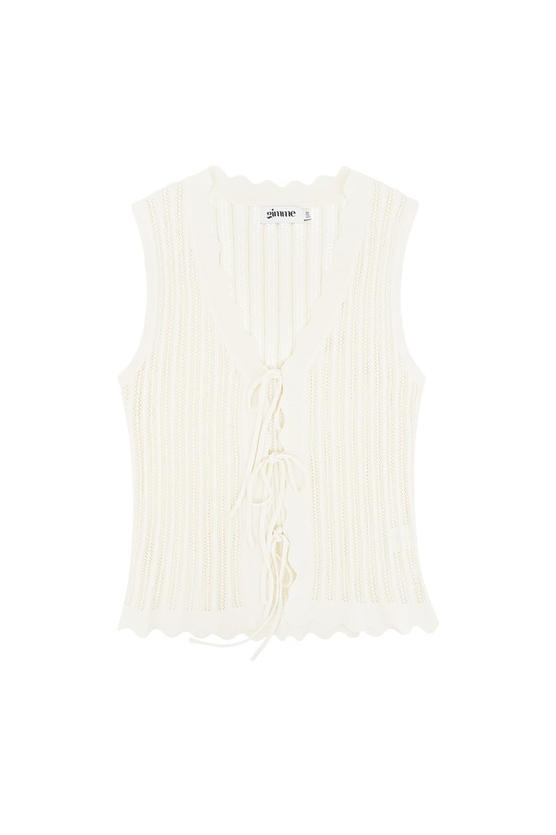 Gehaakte top met strikjes - zwart