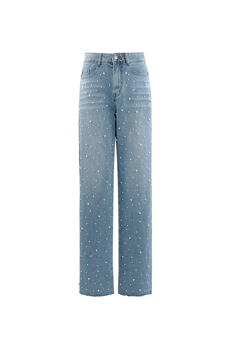 Denim jeans pearl adorement - blauw
