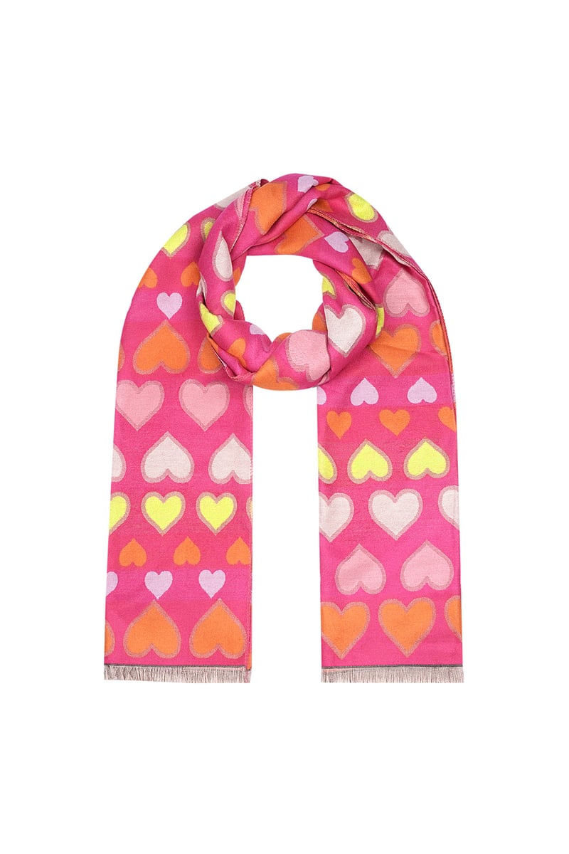 Sjaal hearts all over - fuchsia