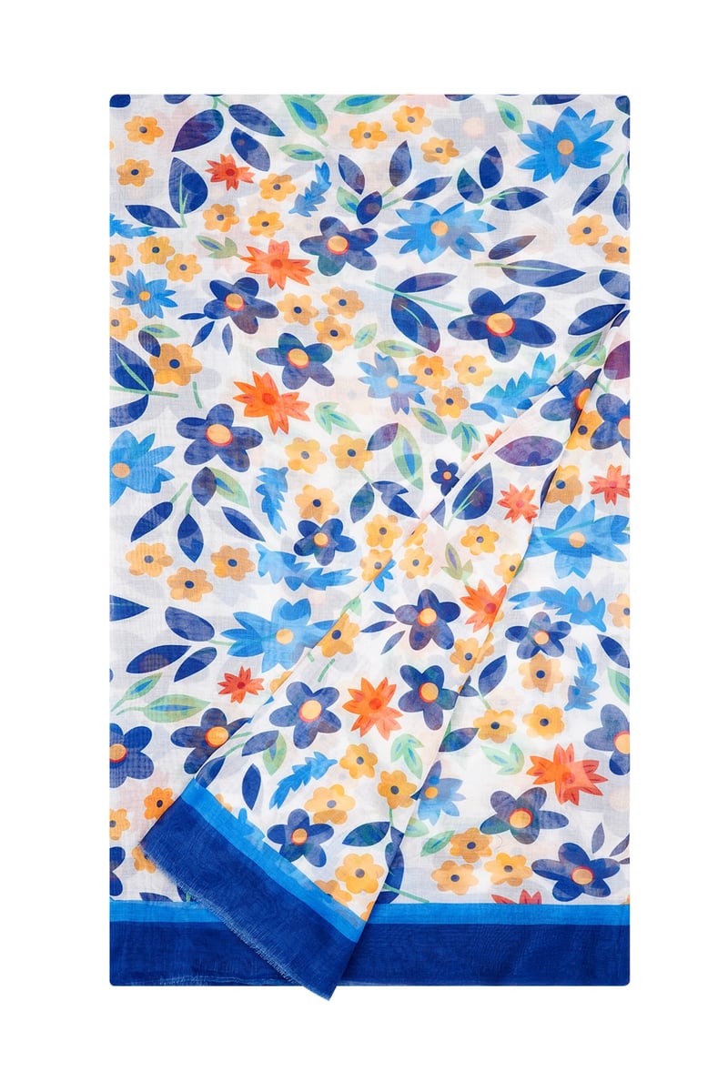 Sjaal vivid floral - Blauw