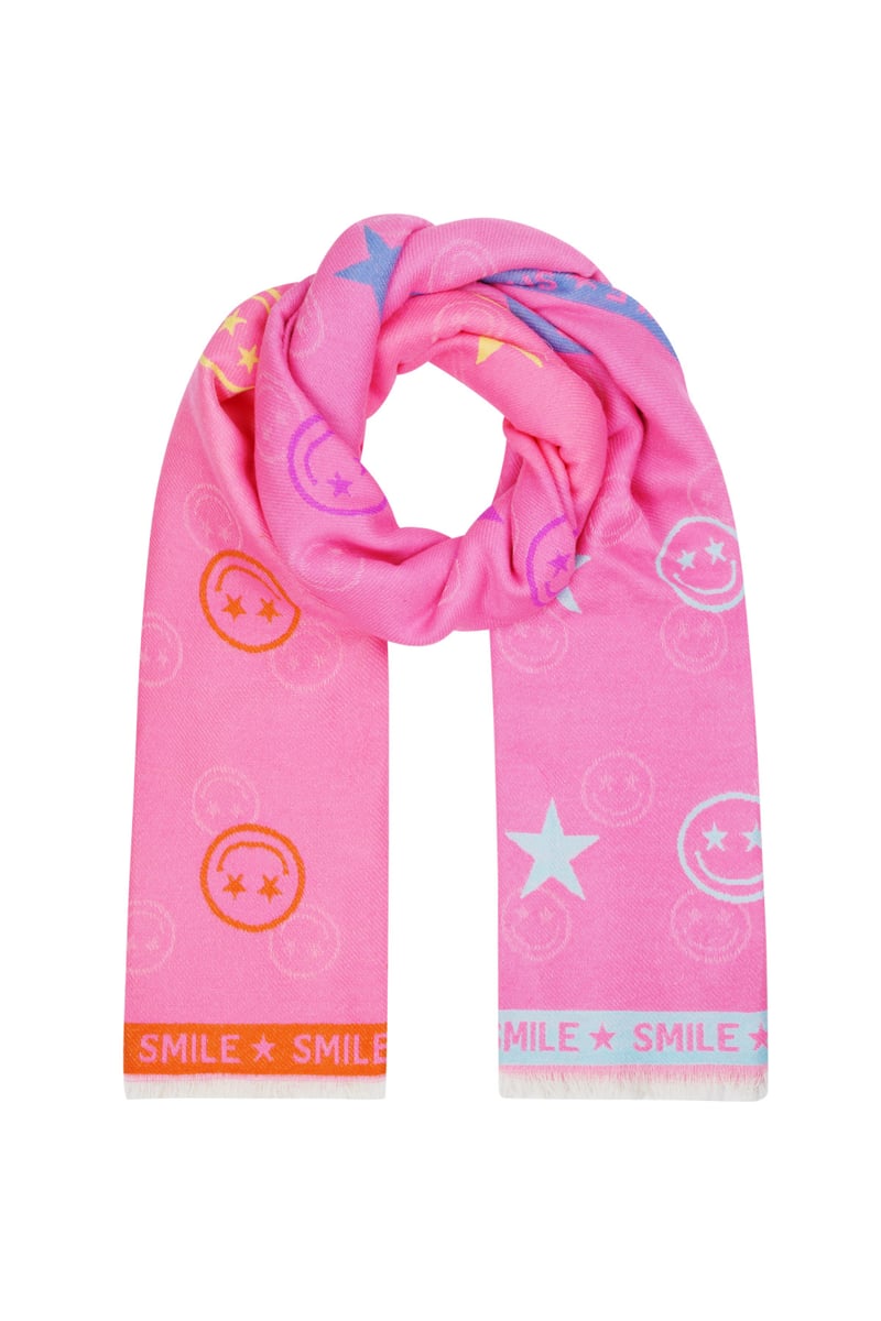 Sjaal smiley star - Lichtroze