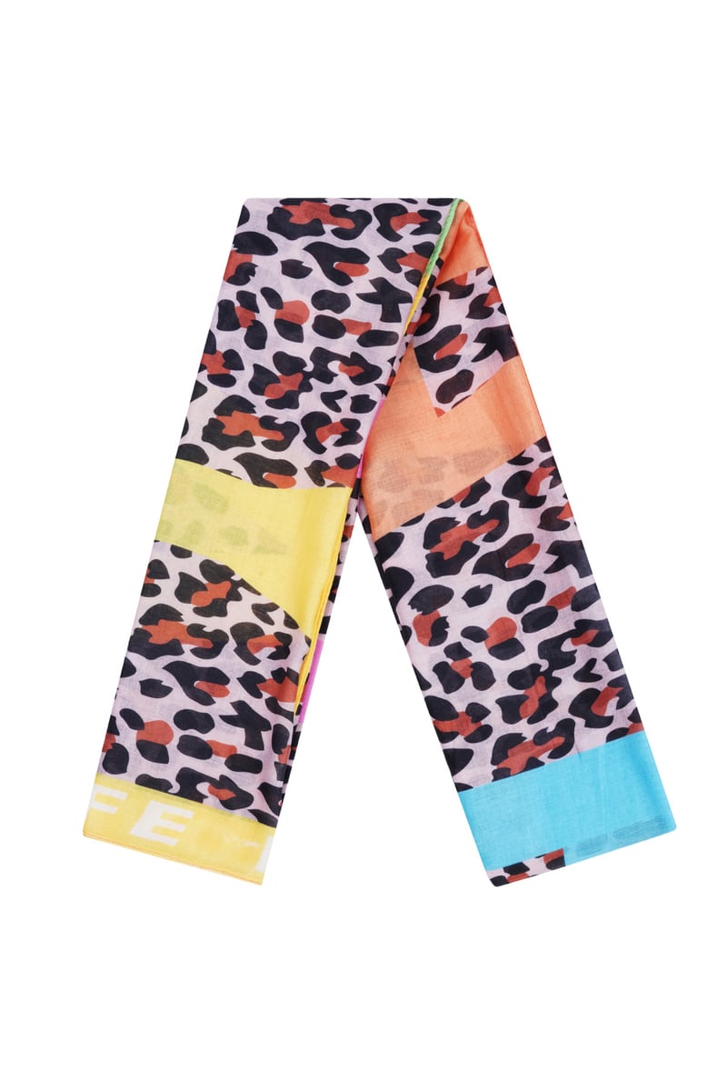 Sjaal festive panterprint - Roze multi