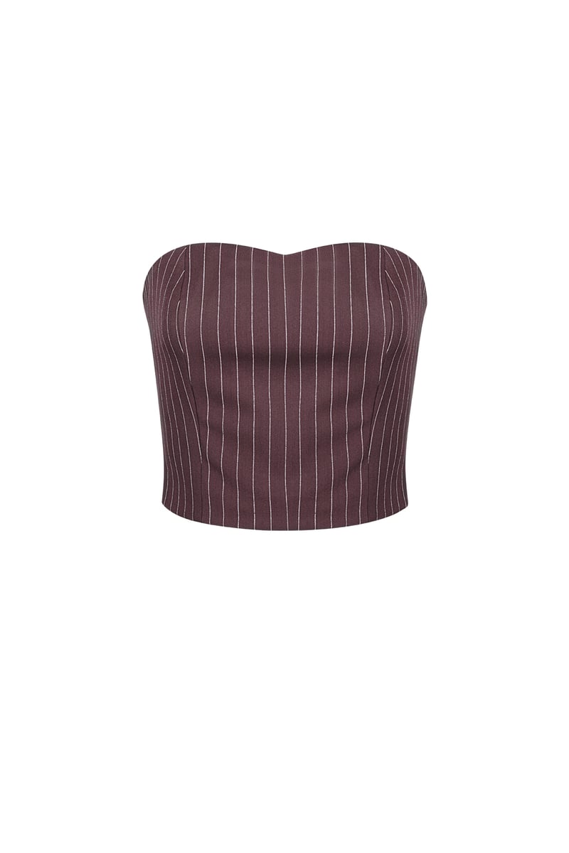 Krijtstreep bandeau top - Grijs