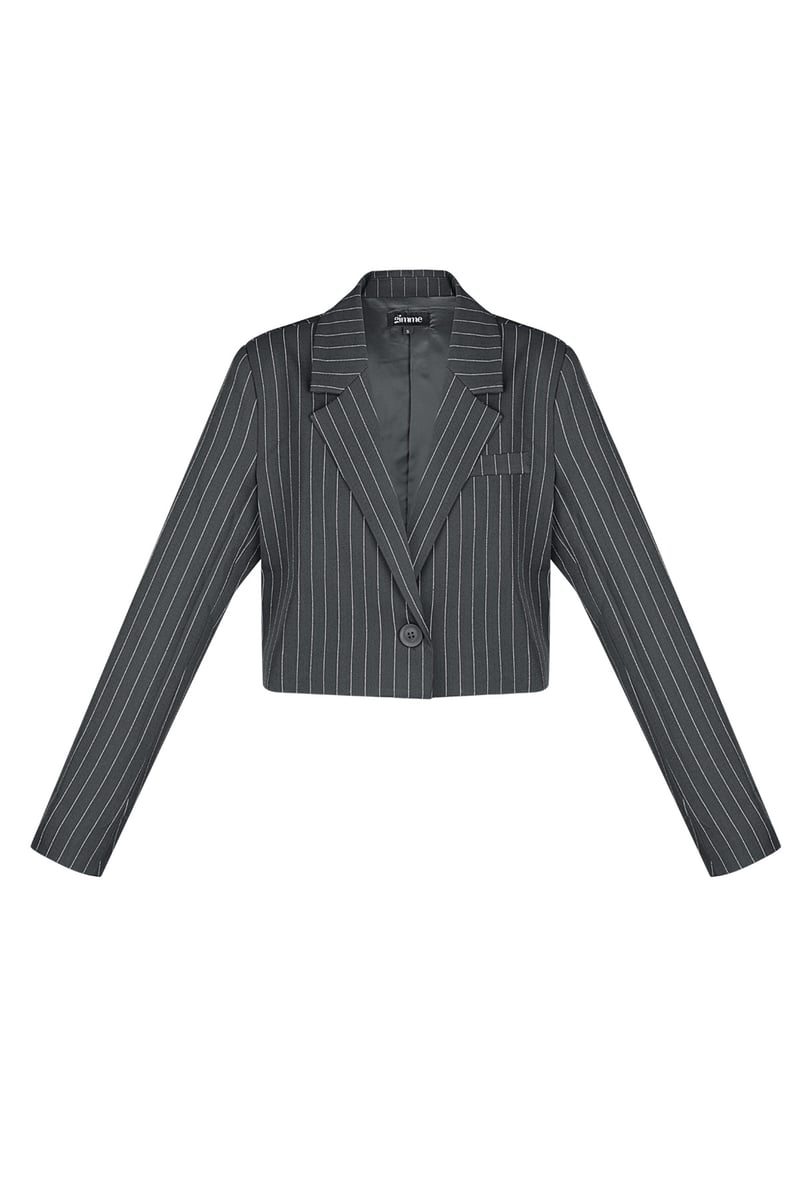 Krijtstreep cropped blazer - Grijs