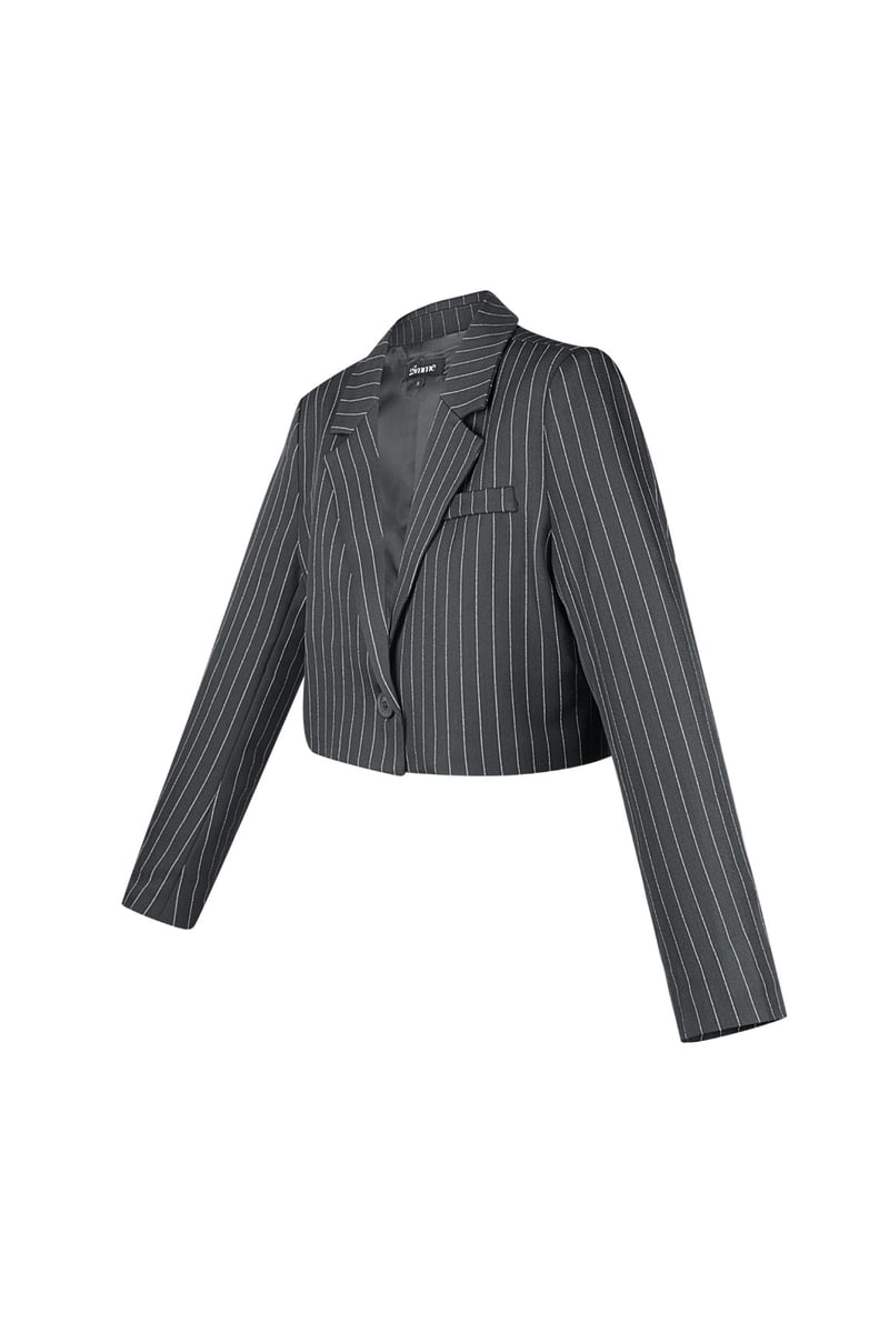 Krijtstreep cropped blazer - Grijs