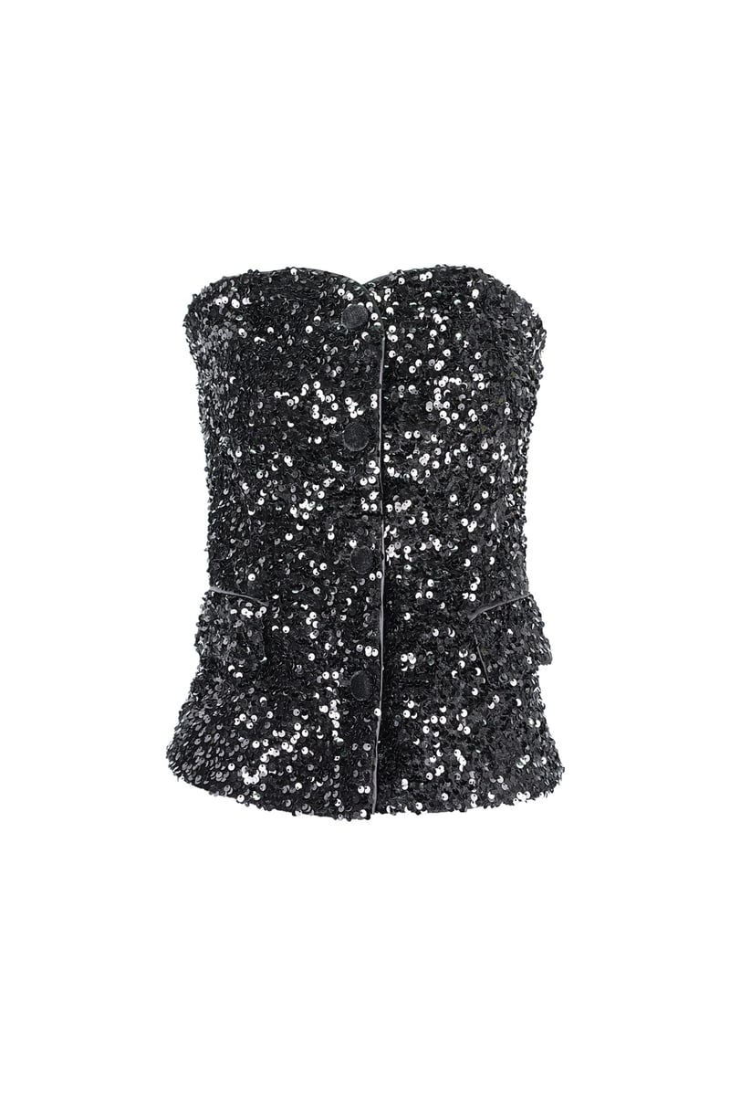 Glitter korset top - Zwart