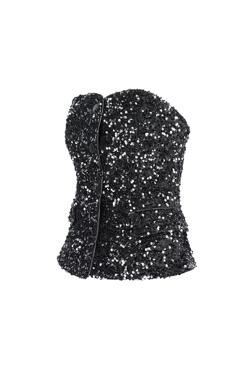 Glitter korset top - Zwart