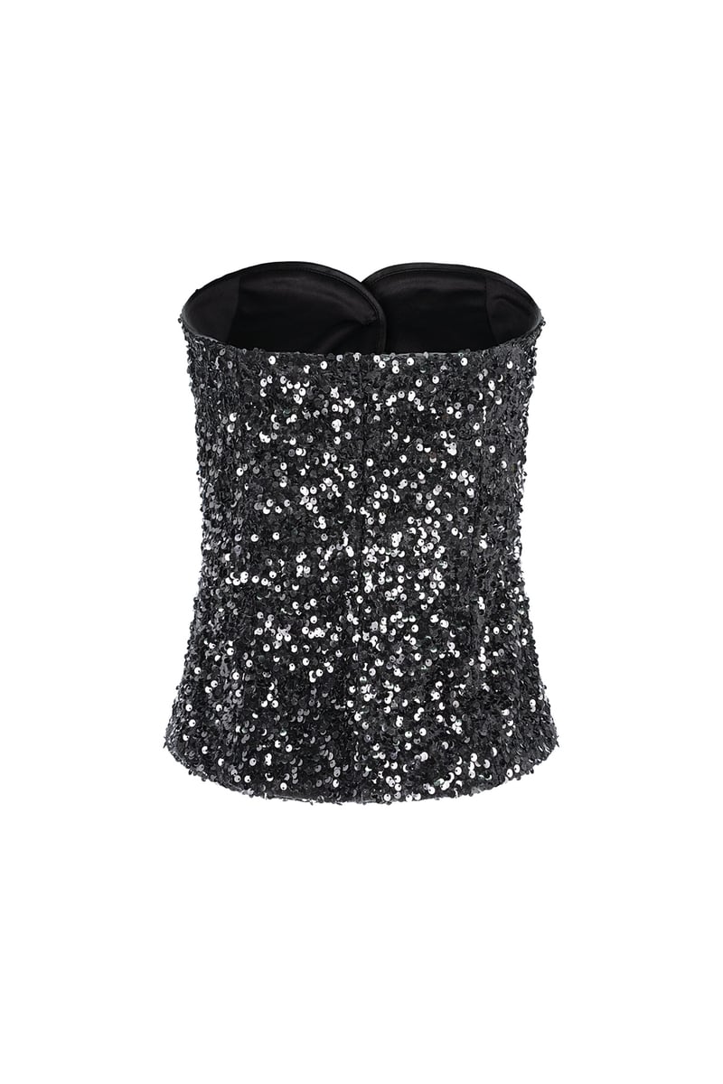 Glitter korset top - Zwart