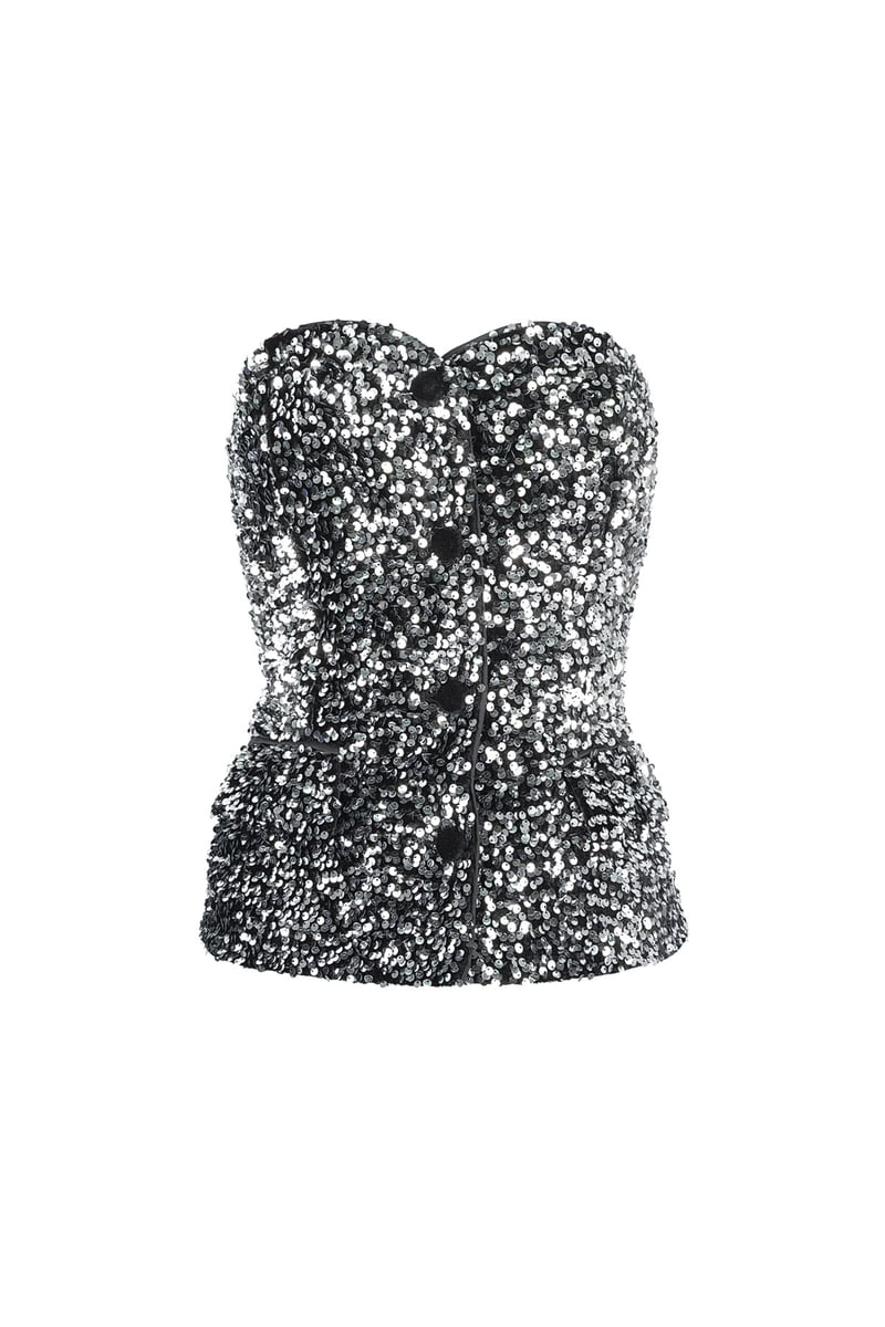 Glitter korset top - Zwart