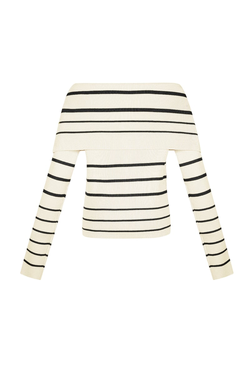 Gestreepte off shoulder top - Zwart &amp; rood