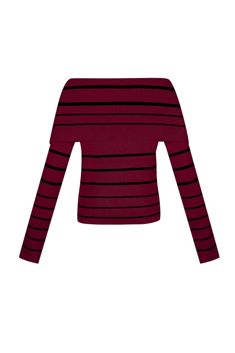 Gestreepte off shoulder top - Zwart & rood