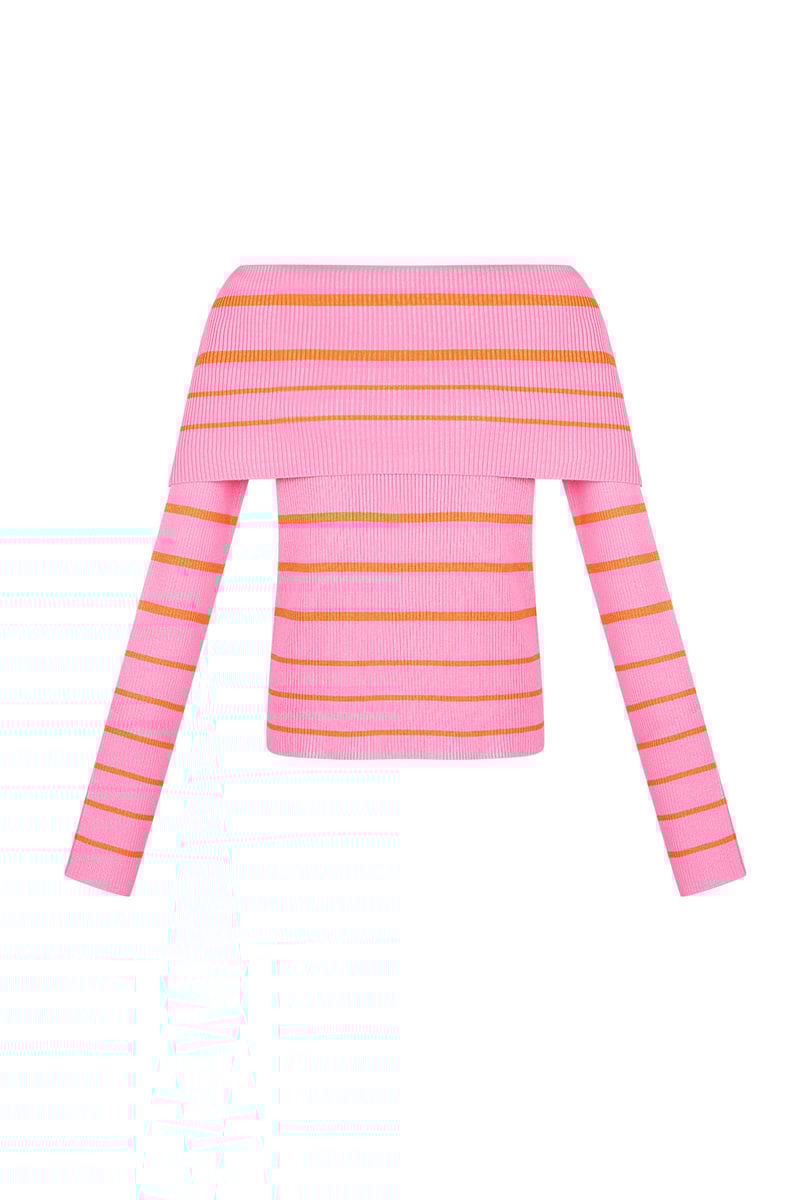 Gestreepte off shoulder top - Zwart &amp; rood