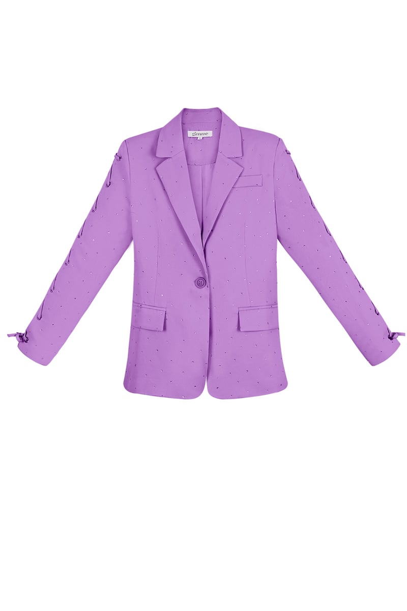 Blazer met steentjes en vetermouwen - paars
