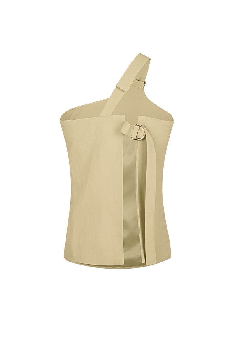 One shoulder cargo top - Beige