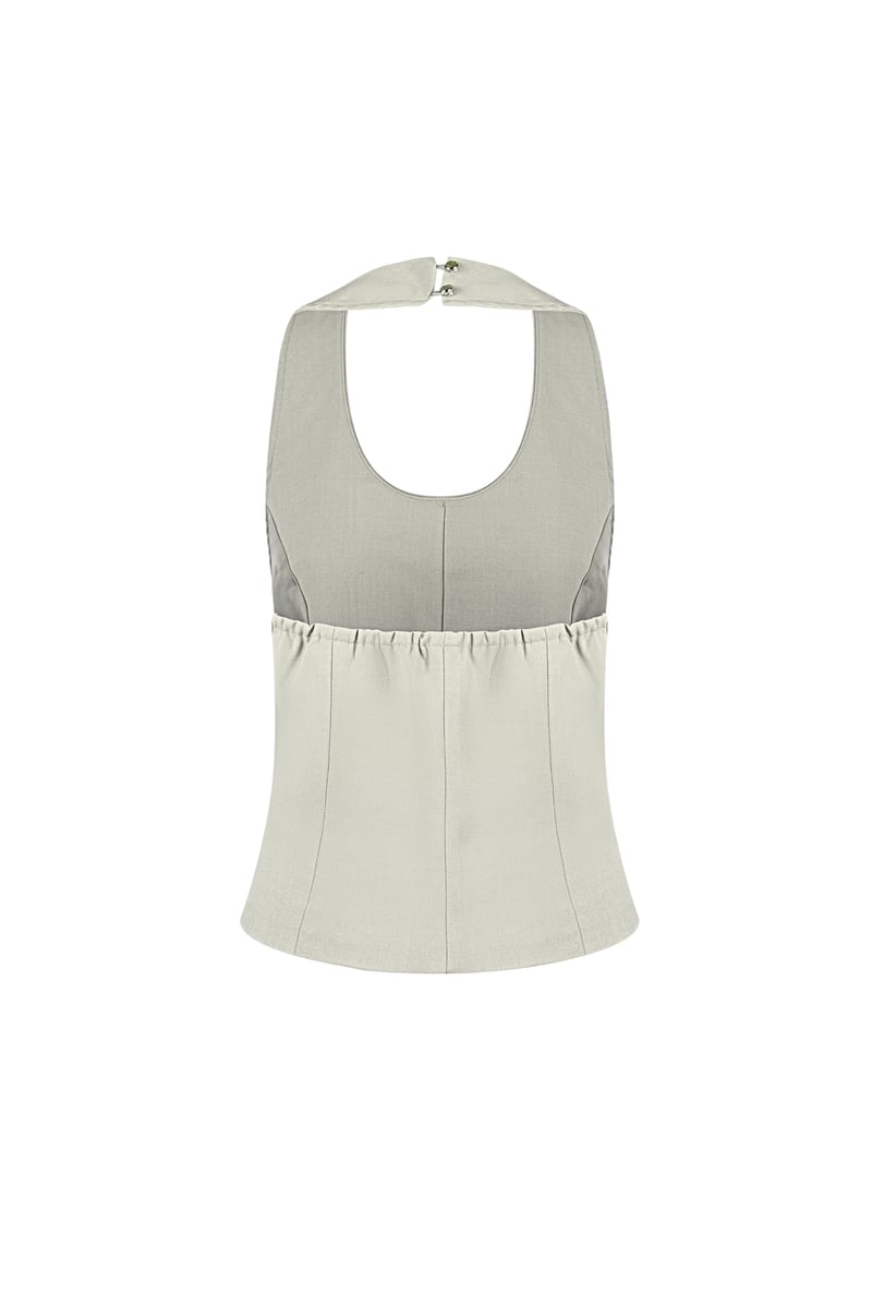 Bow Sleeveless Top - Beige 