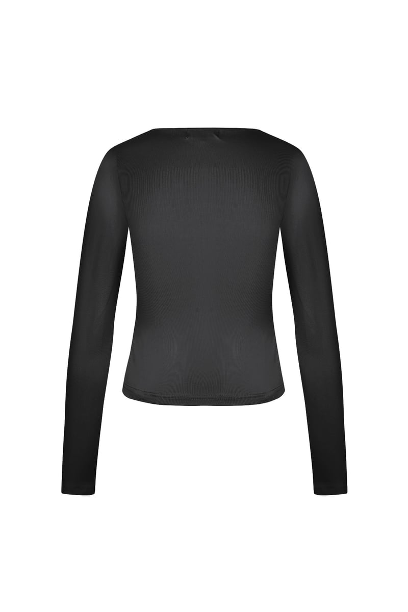 Everyday fit longsleeve lage hals - Zwart