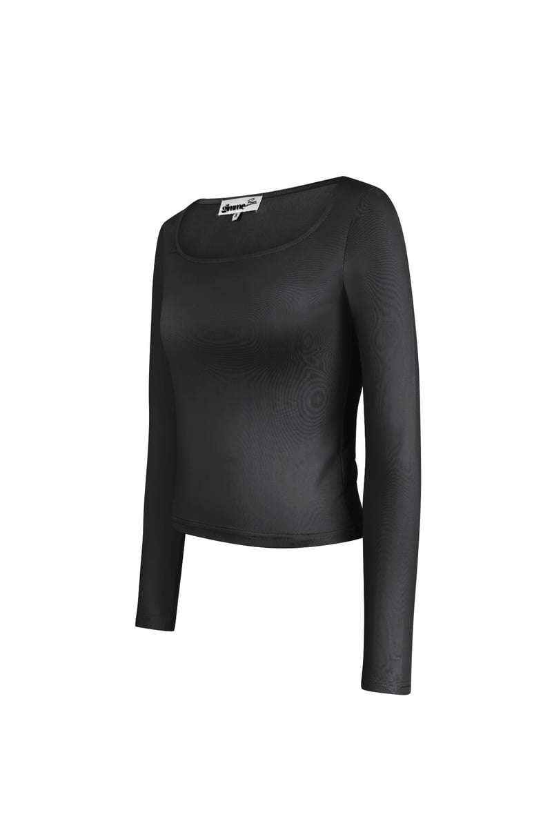 Everyday fit longsleeve lage hals - Zwart