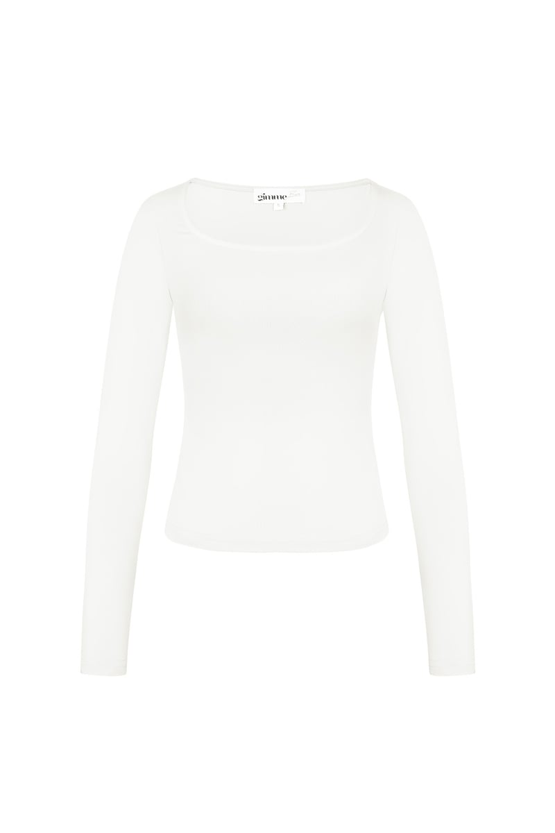 Everyday fit longsleeve lage hals - Zwart