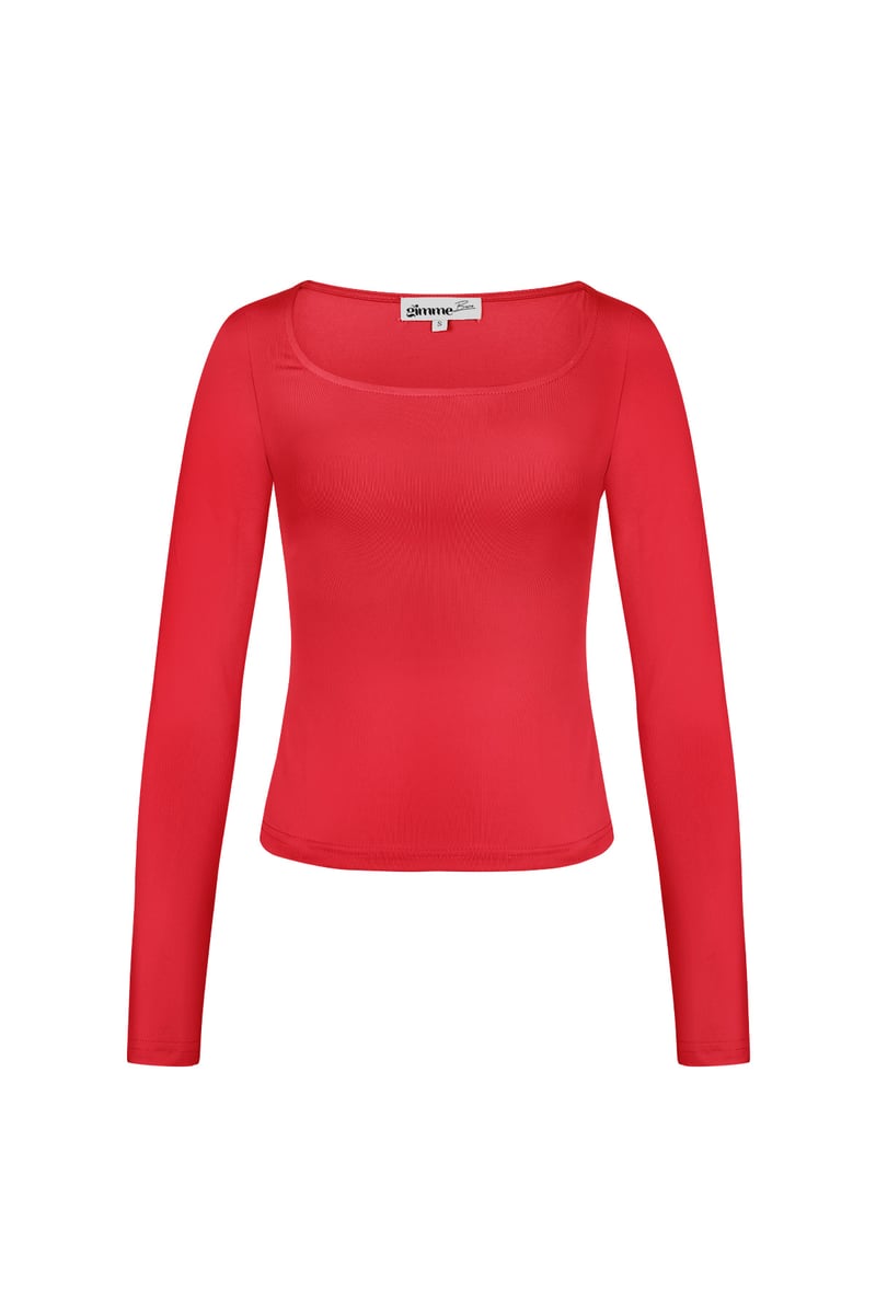 Everyday fit longsleeve lage hals - Zwart