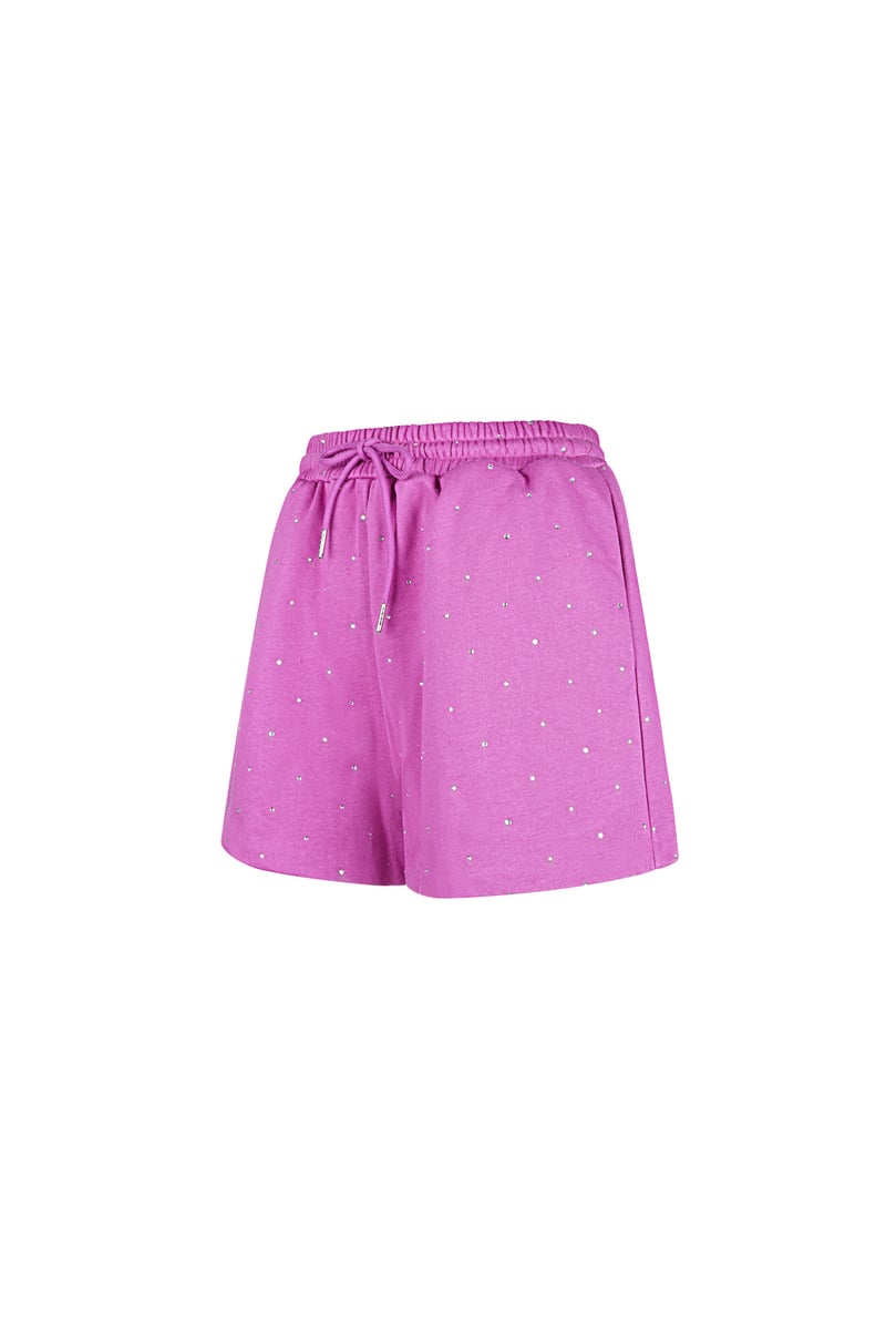 Joggingstof short met studs - Roze
