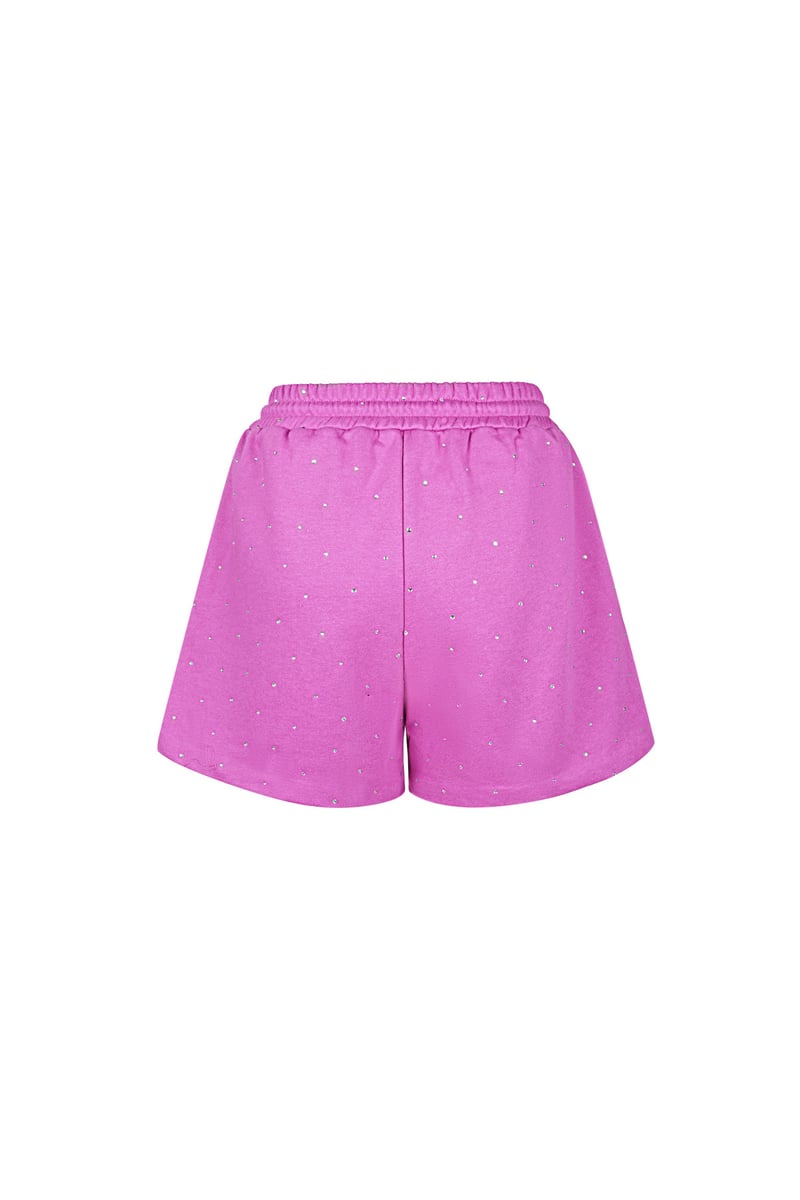 Joggingstof short met studs - Roze