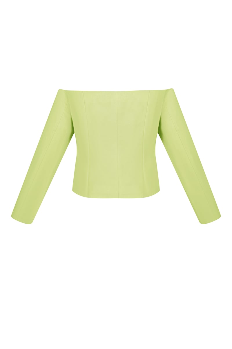 Off shoulder blazer top - Groen