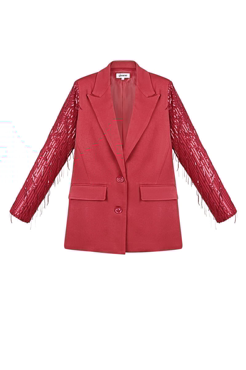 Blazer glitter mouwen - Rood