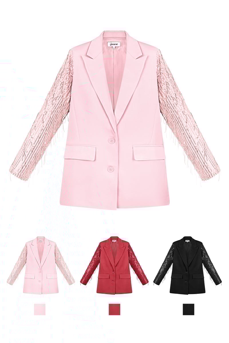 Blazer glitter mouwen - Rood
