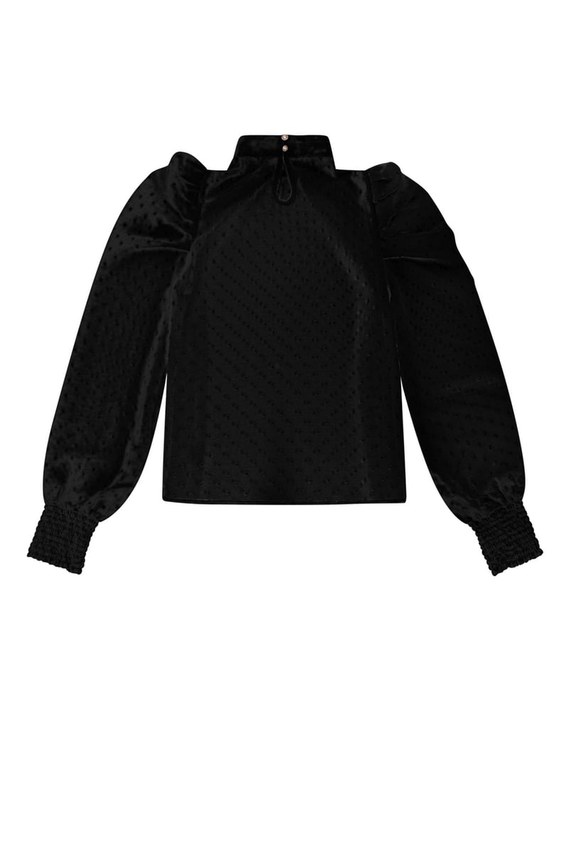 Blouse met bolletjes - Zwart