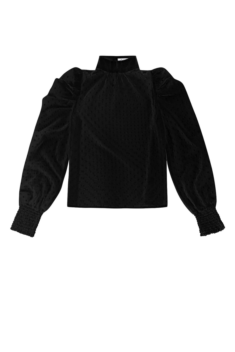 Blouse met bolletjes - Zwart