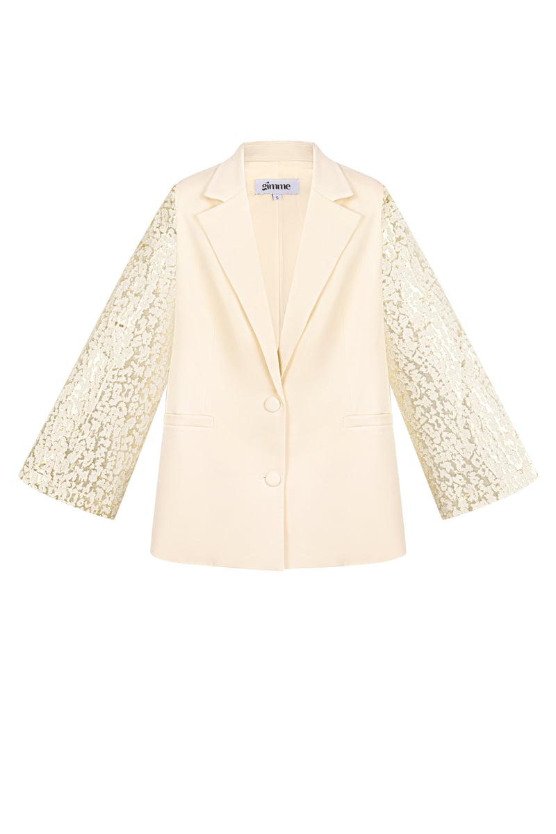 Blazer met panter mouwen - Creme