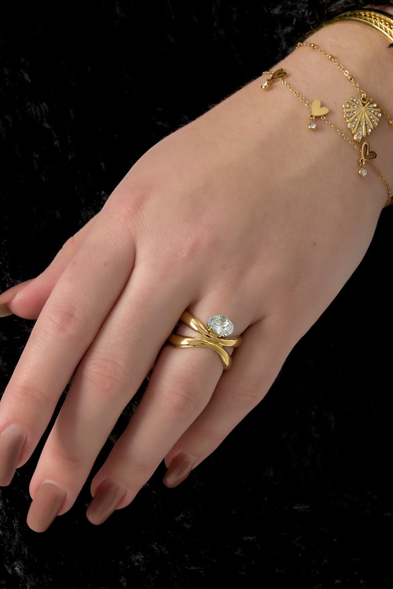 Roestvrijstalen edelsteenringen, eenvoudige, dagelijkse, eenvoudige serie, damessieraden