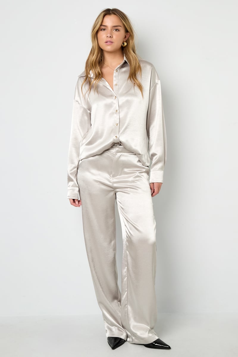 Zijden look broek