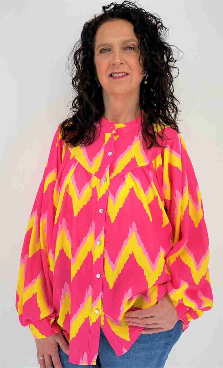 Blouse met Fleurige Print Roze
