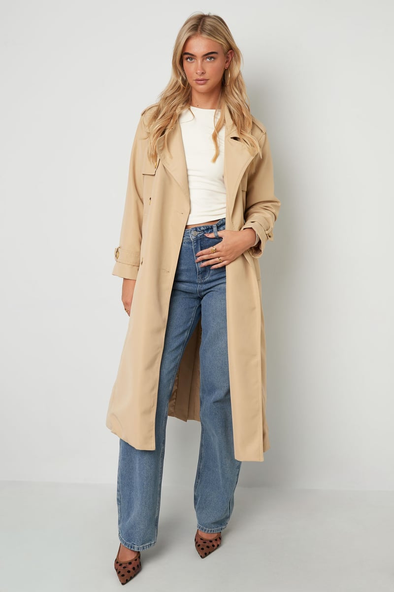 Lange basic trenchcoat - beige S